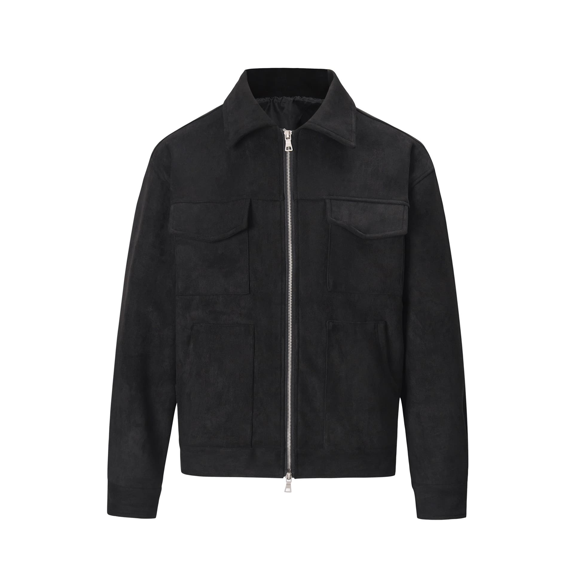 Veste en daim unisexe style streetwear, fermeture éclair, manteau épais décontracté, grande poche, épaisseur standard