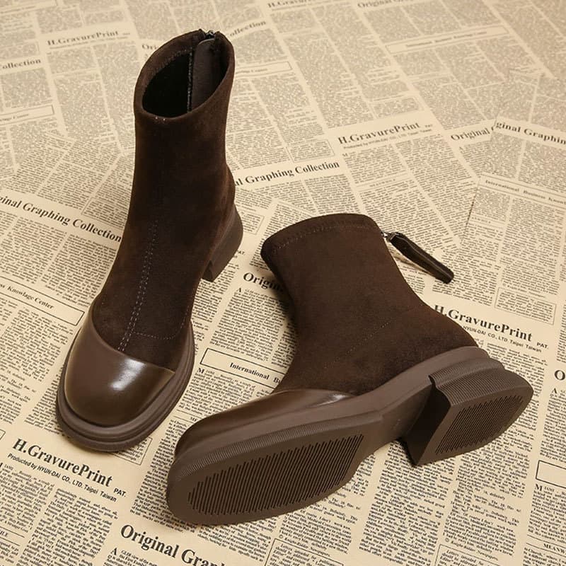2025 Retro-style Dr. Martens Boots, Women's Rear Zipper Skinny Boots With Velvet Cotton Boots