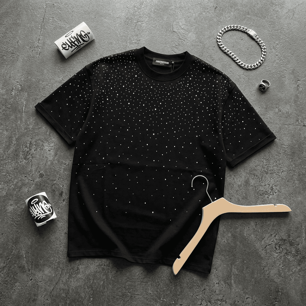 Summer Light Luxury Men's Clothing T-Shirt Short Sleeve Star Hot Diamond Net Red Niche Fashion Brand Half Sleeve T-Shirt