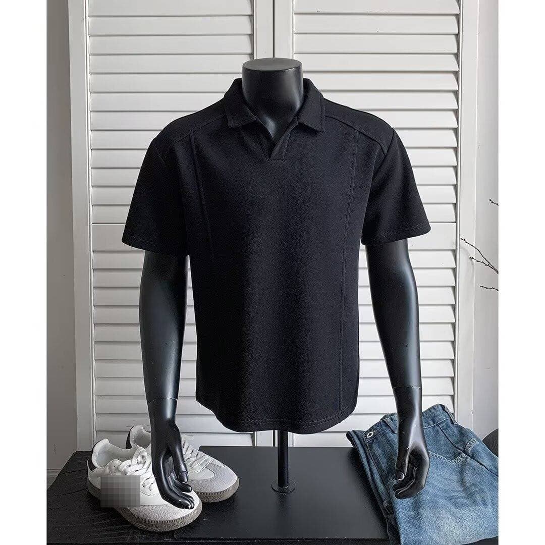Men's Summer American Style Patchwork Polo Shirt - Clean Fit Short Sleeve T-Shirt With Collar, Slim Fit & Stylish Design