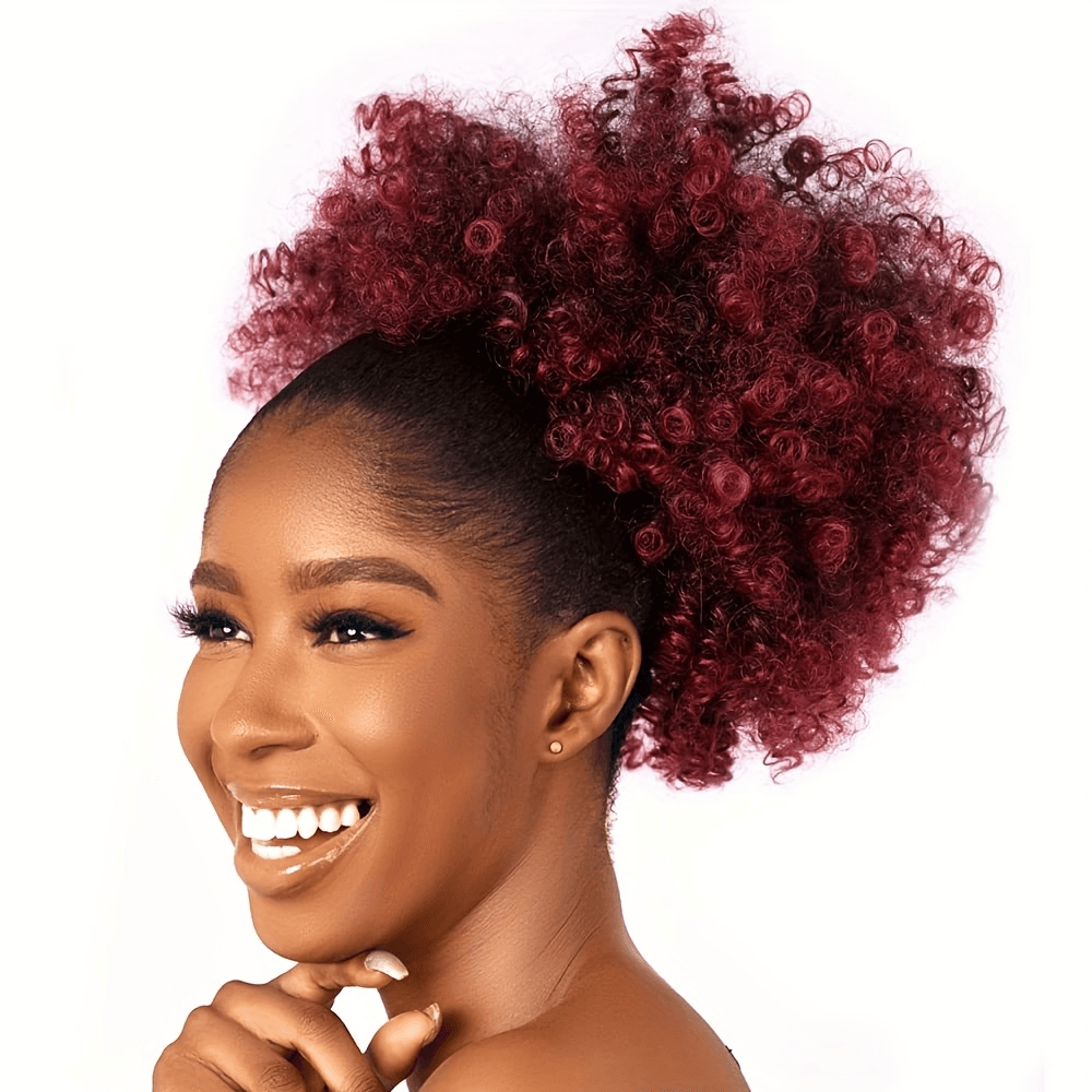 Extensions de queue de cheval afro synthétiques de 20 cm (8 pouces) avec cordon de serrage pour femmes noires, chignon bouclé et crépu, perruques