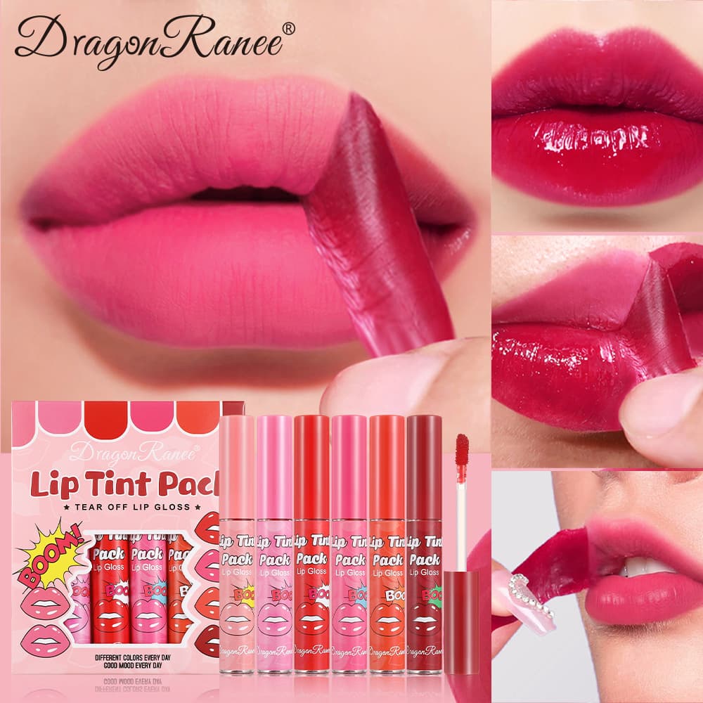 6 Color Piece Set 6-Color Peel-Off Hydrating Lip Mask & Lip Gloss Set