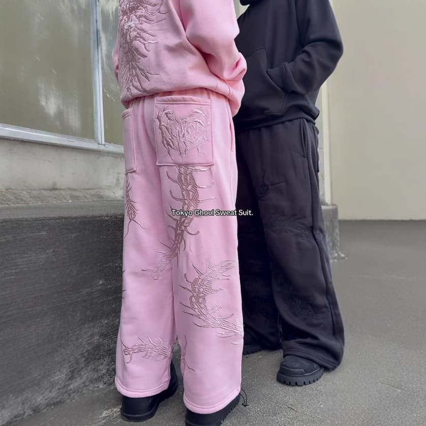 Men's Clothing Y2k Dark Sweatpants Pattern Embroidery Design Wide Leg Pants Street Hip Hop Loose Casual Pants