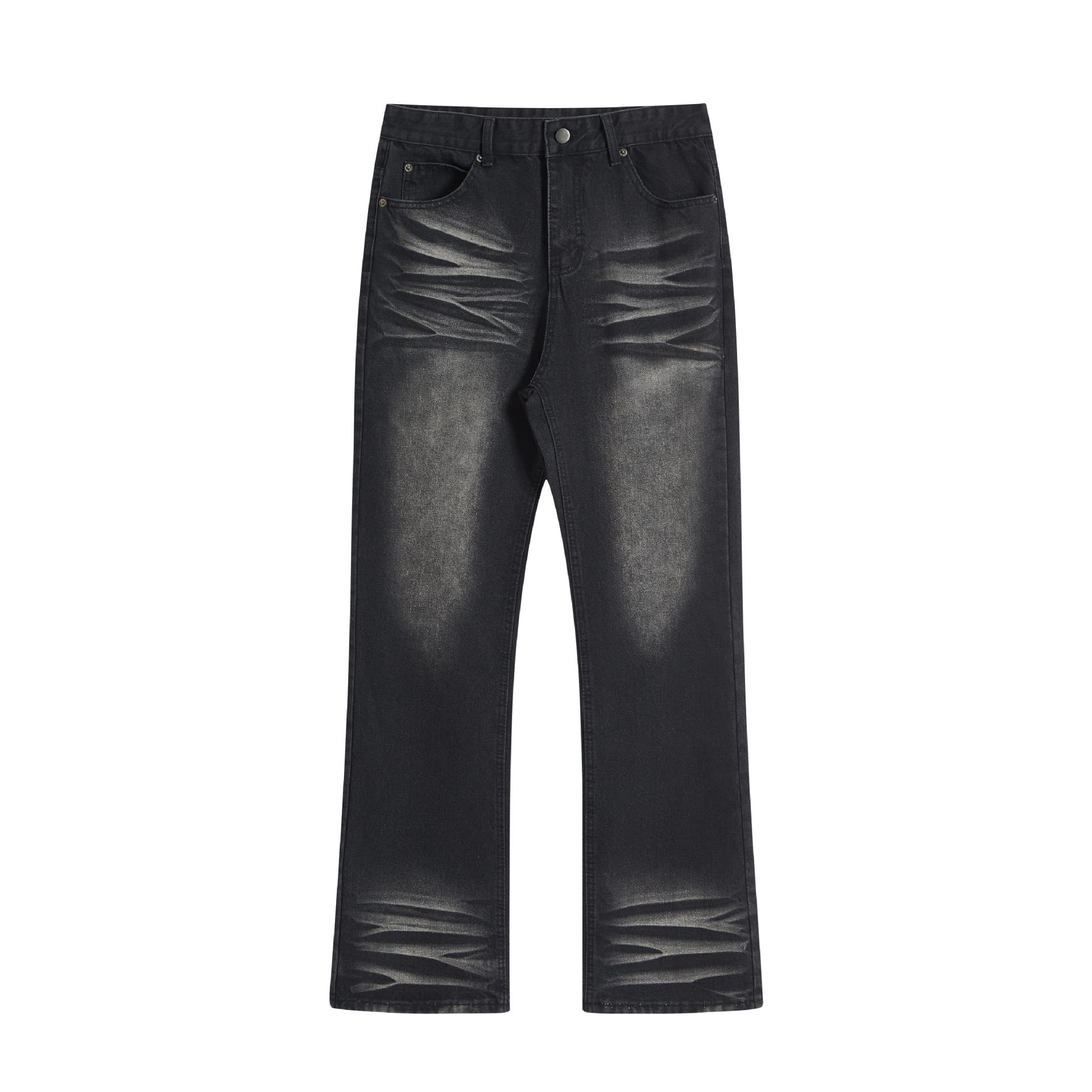 Men's Clothing Water Ripple Vintage High Street Slightly Flared Distressed Cleanfit Style Vibe