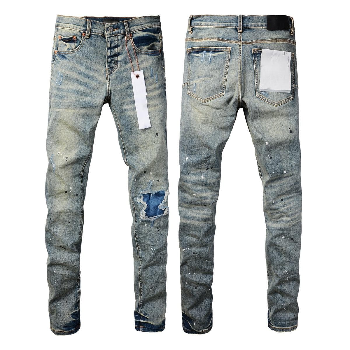 Jean déchiré violet de haute qualité pour homme, style streetwear
