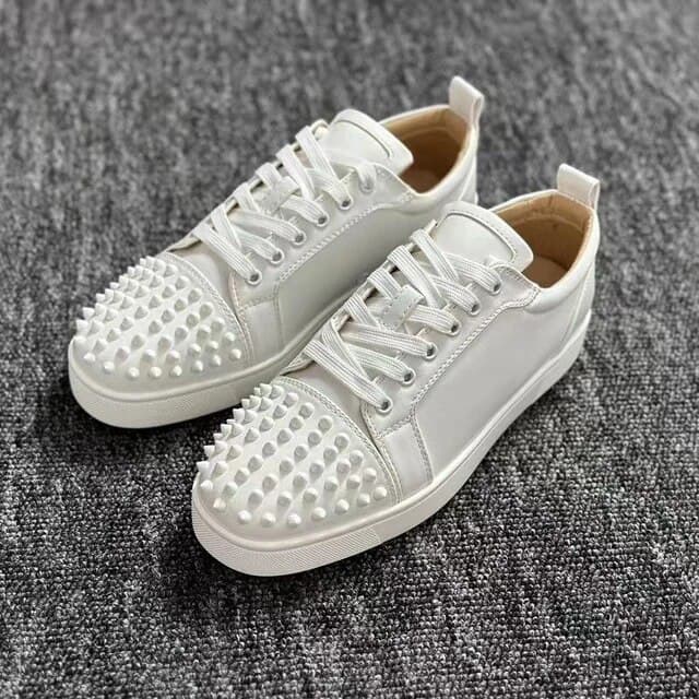 Chaussures À Rivets En Daim De Vache Pour Hommes, Baskets De Luxe, Respirantes, Noires Et Grises, Style Punk Rock