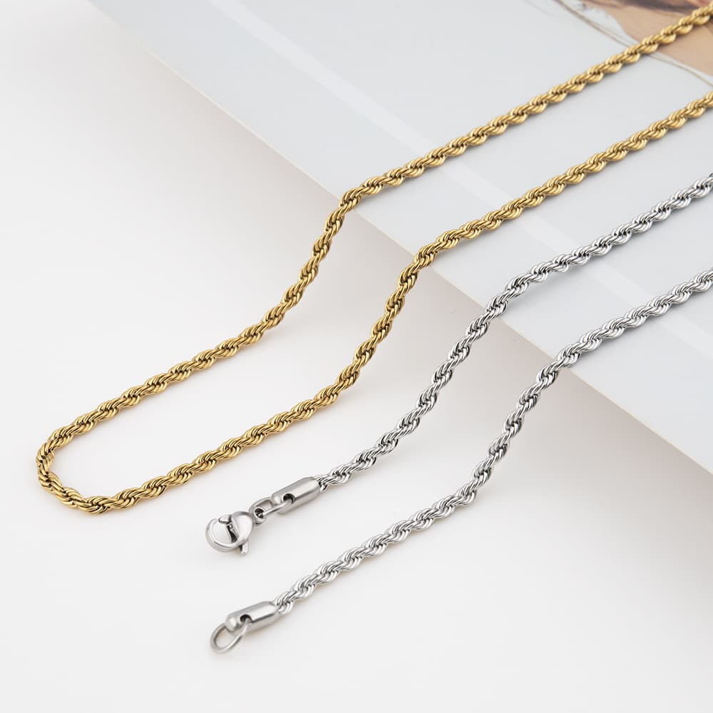 Necklaces Stainless Steel Twist Chain Vacuum Color Preserving Electroplating Non Fading Gold Necklace Titanium Steel Hip Hop Men's Matching Chain