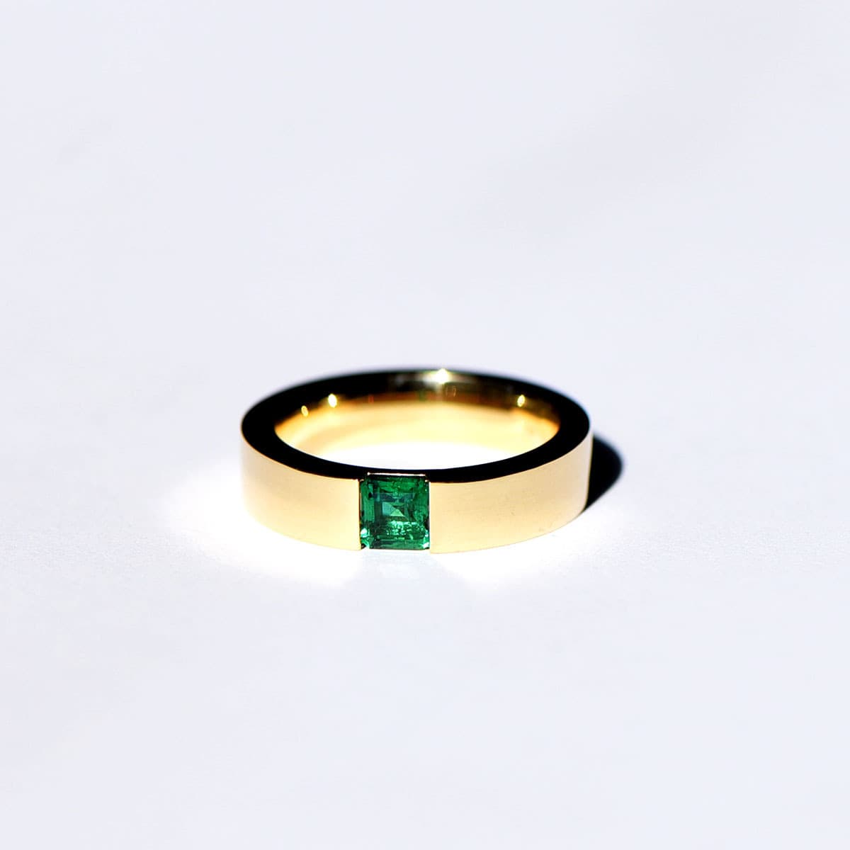 Card Set Natural Emerald Zircon Ring Gold-plated Green Men's Simple And Trendy Ins Domineering Style
