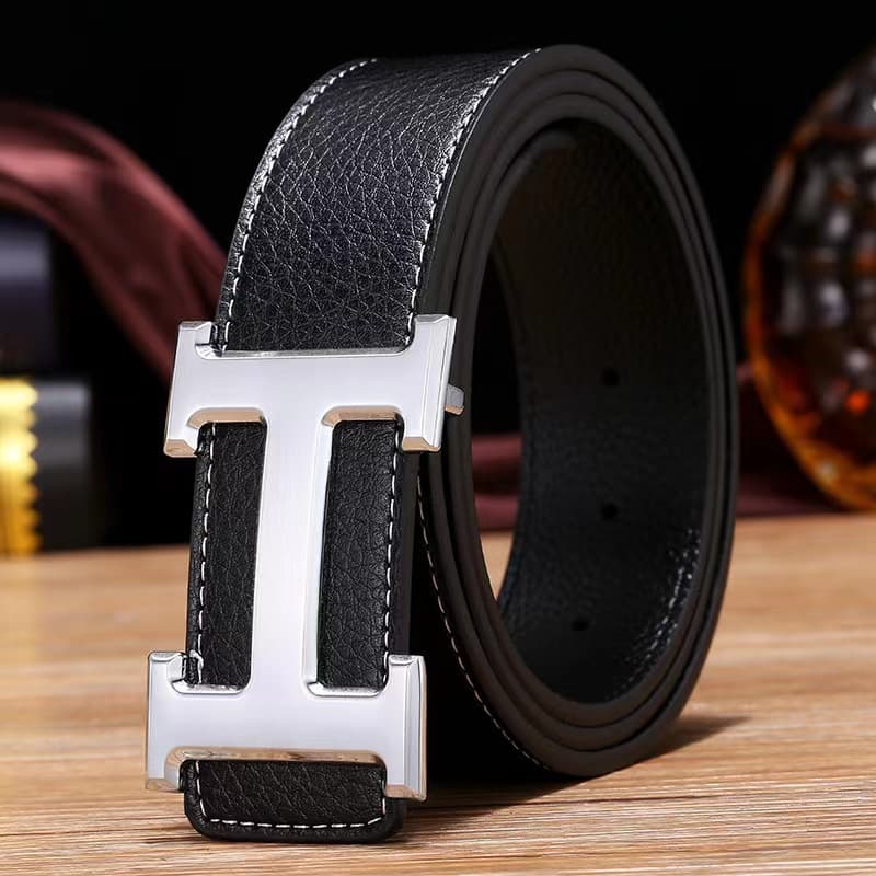 Ceinture H en cuir pour homme avec boucle lisse pour jeune personnalité, ceinture tendance tendance pour homme, ceinture polyvalente haut de gamme