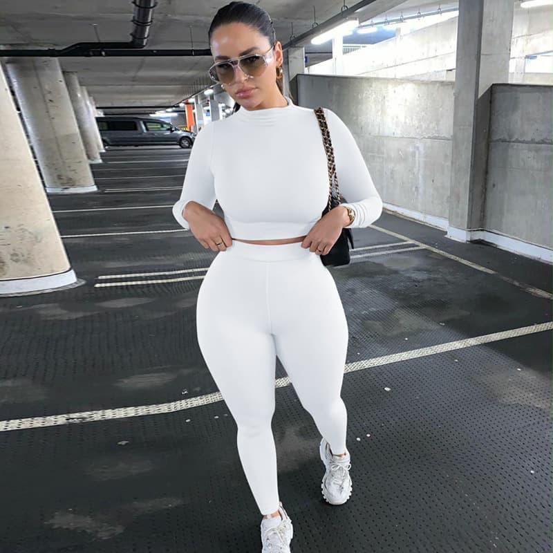 Women's Clothing Sports Long Sleeve Two Piece Set Casual Pant Suits Set