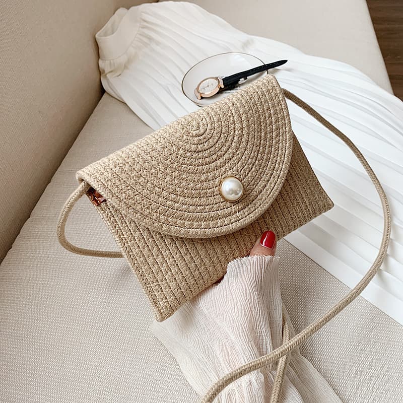 Women's Shoulder Bags Beach Bag, Women's Trendy Straw Woven Bag, Simple Rattan Woven Bag, Single-shoulder Crossbody Bag