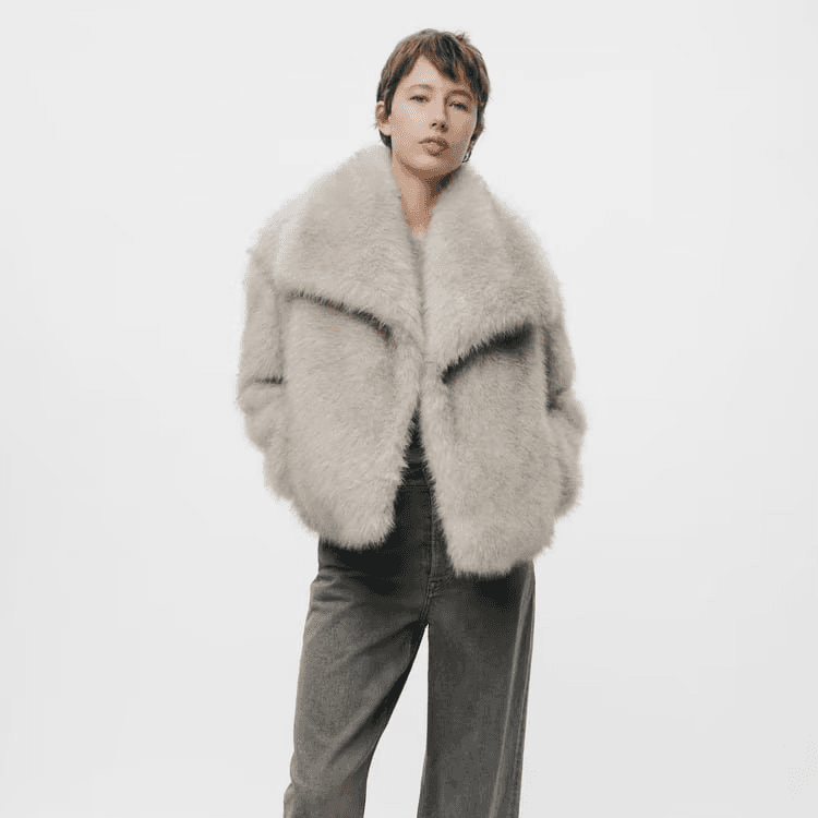 Women's street fashion faux fur short jacket