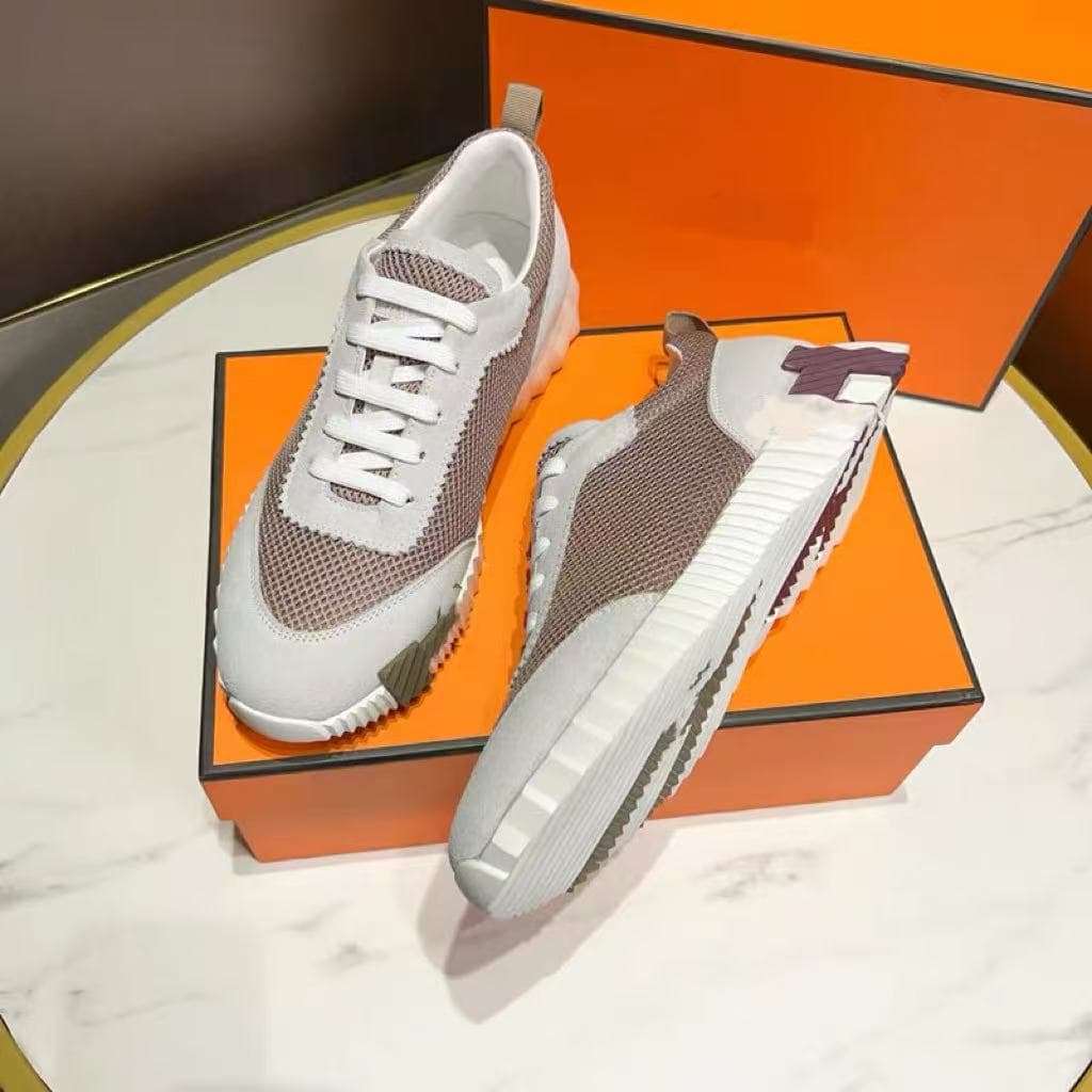 Chaussures de course à lacets et bout rond en maille rebondissante HERMESS, chaussures basses décontractées pour hommes et femmes