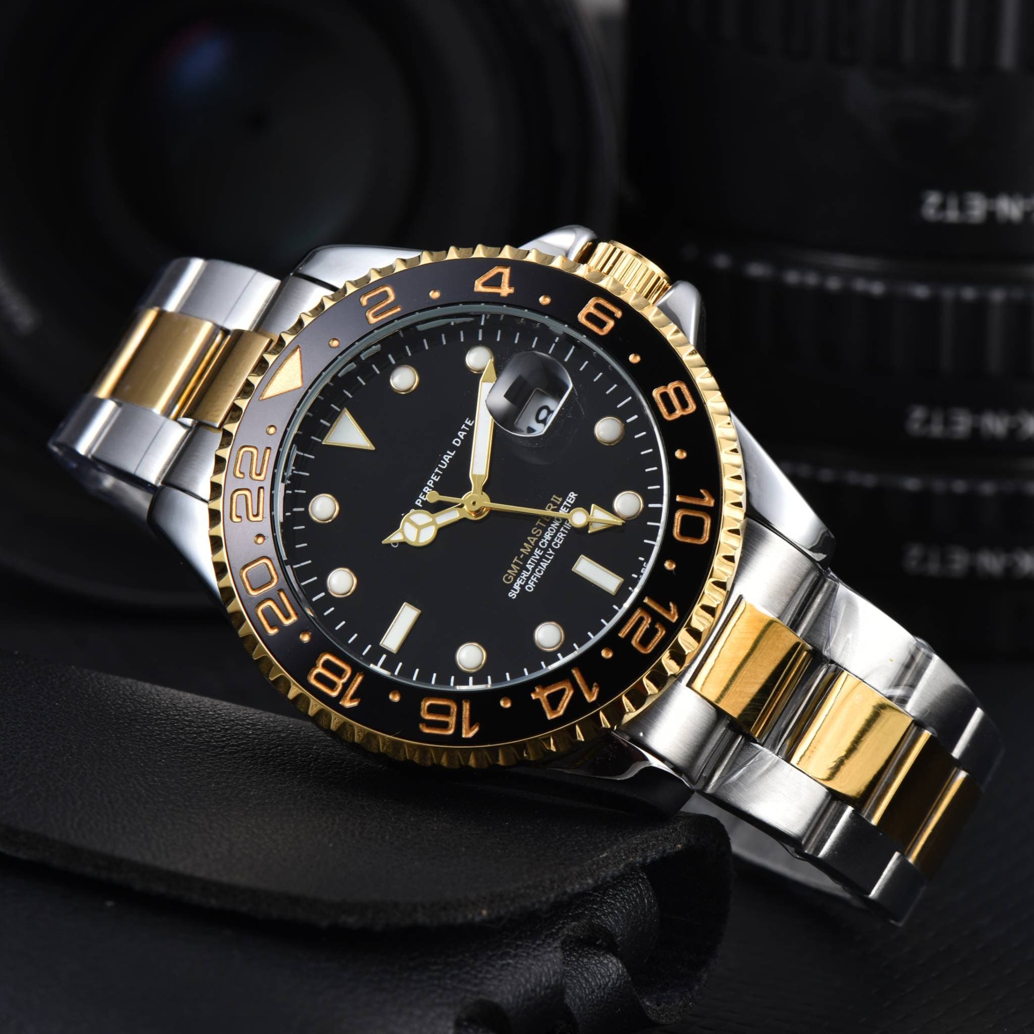 Men's Quartz Ceramic Ring Trendy Men's Fashion Watch Steel Strip Night Light Water Ghost Waterproof Watch