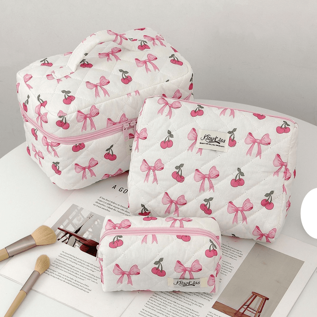 Cute Cotton Cosmetic Bag Niche Portable Toiletry Storage Bag Floral Ins Travel Storage Bag