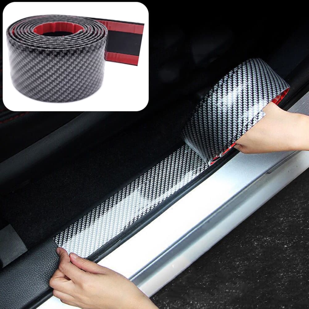 Yuanmheng Car Styling Carbon Fiber Rubber Door Sill Protector Trim Strip Decor Sticker