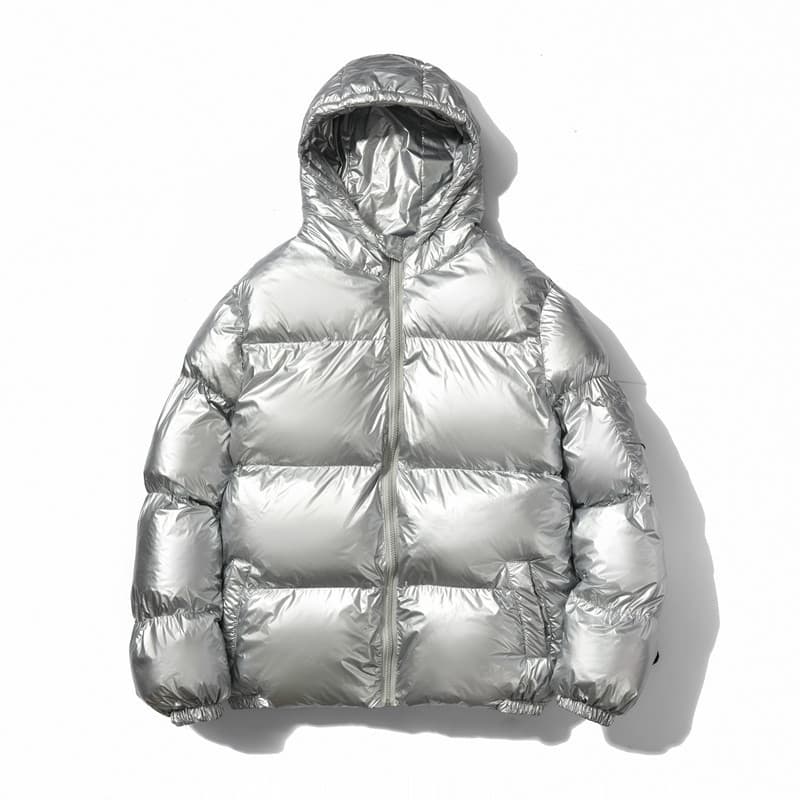 Men's Puffer Jacket With High-Gloss Finish – Winter Oversized Hooded Coat (Polyester Shell, Thickened, Side Pockets, Unisex Streetwear)