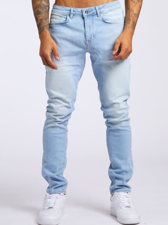 Men's ripped jeans slim blue leg pants youth hip hop pants