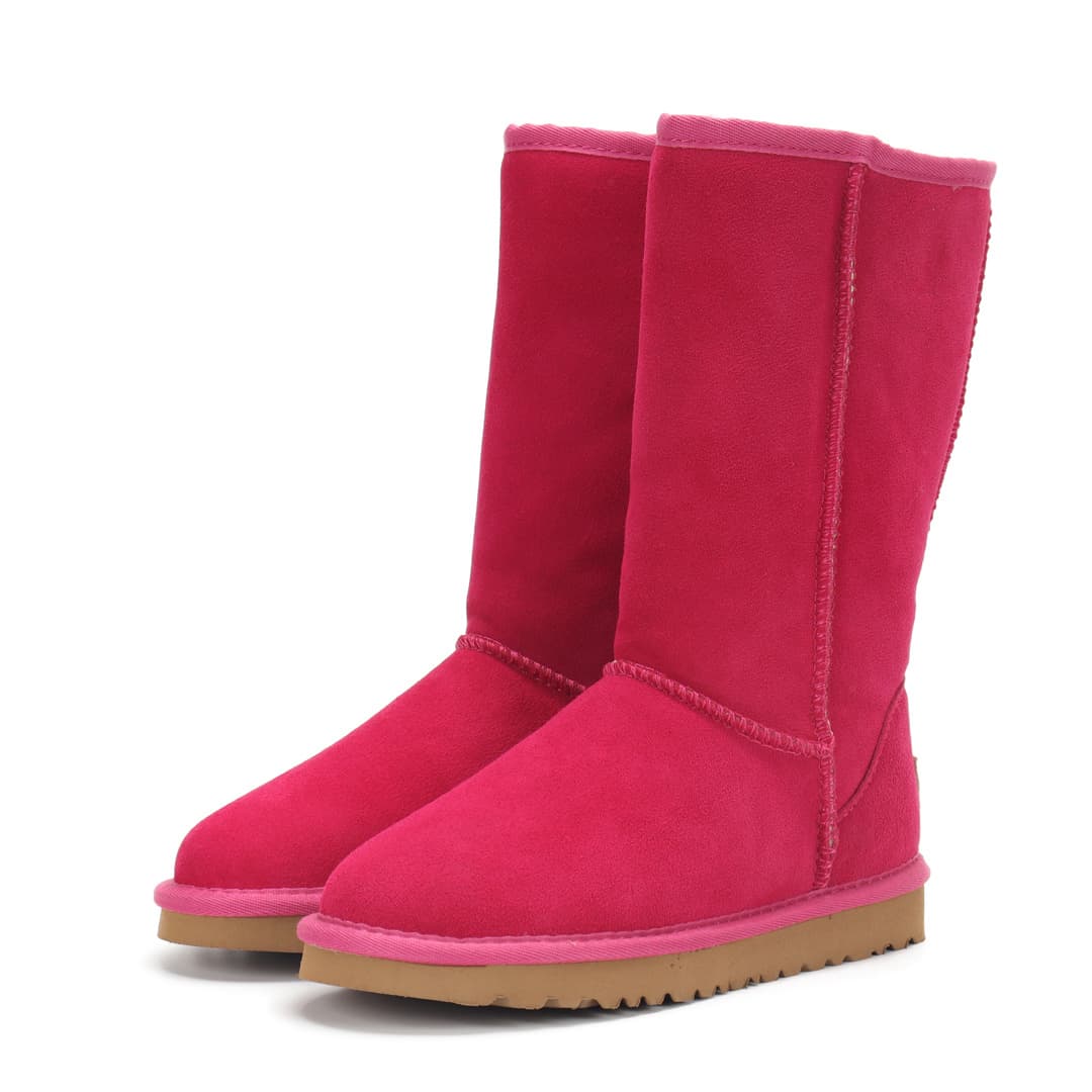 Bottes de neige montantes classiques automne/hiver en cuir véritable à tige droite pour femmes et hommes