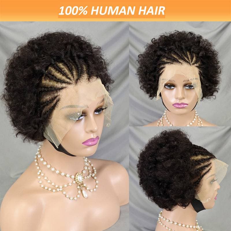 13x4 Short Afro Curly Human Hair Lace Wig Friendly for Women