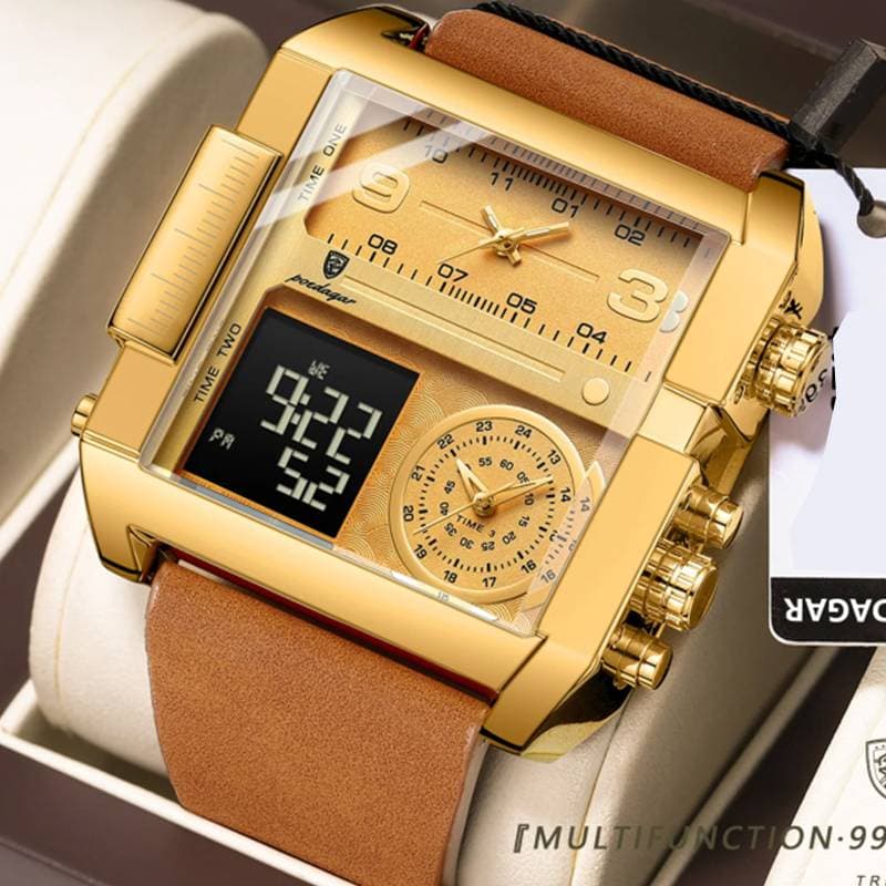 Man Rectangle Wristwatch Waterproof Luminous Day Week Men Watch Digital Multifunction Men's Watches Quartz Christmas Gift