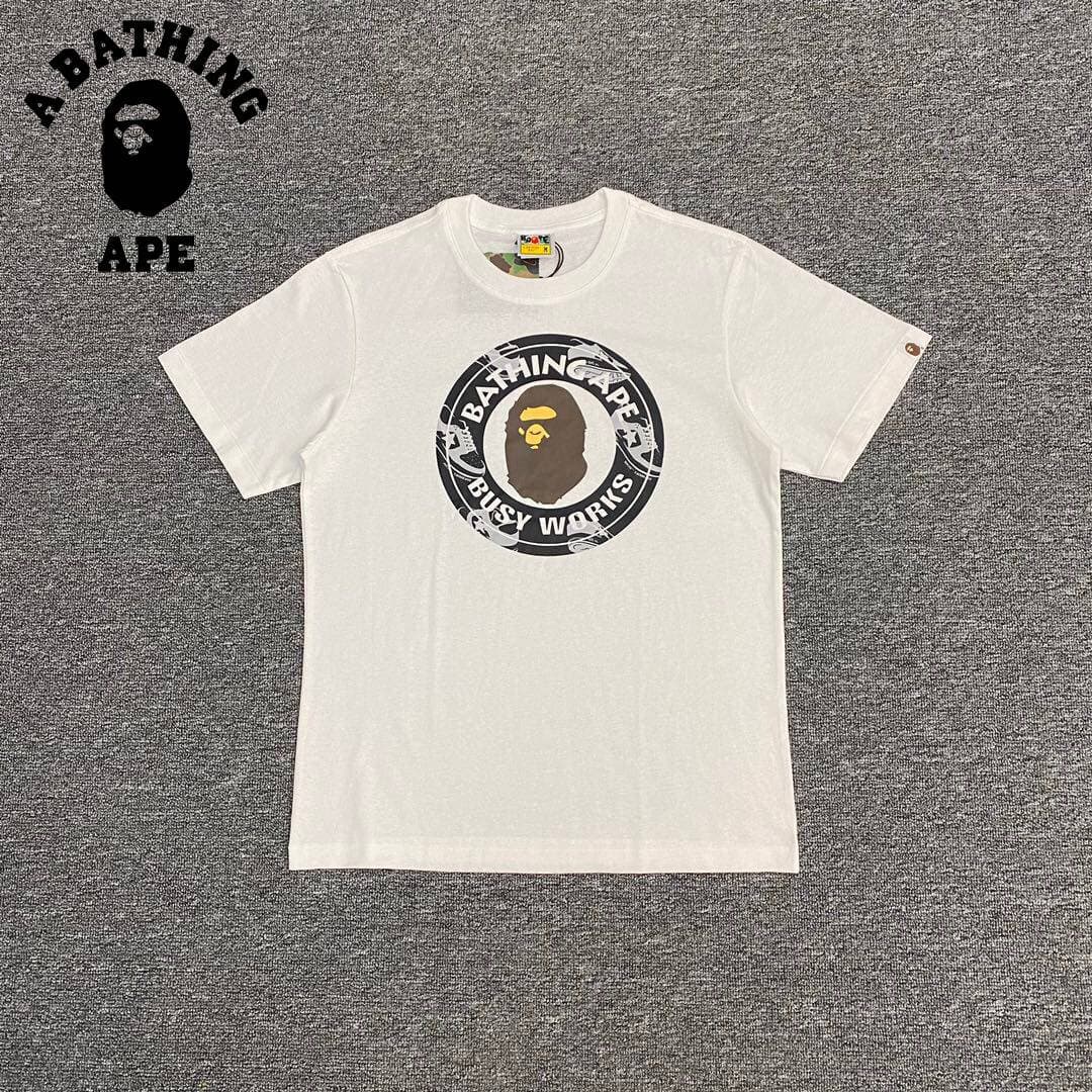 A BATHING APE BAPE-BAPE Busy Works Ape Head Classic Letter Printed Short Sleeve T-shirt Made Of Pure Cotton Fabric