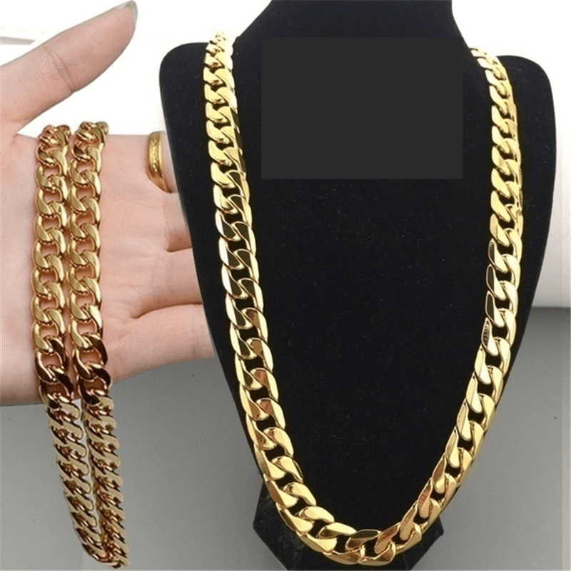 jewelry fashion new gold necklace plated gold men's 6MM sideways necklace manufacturers