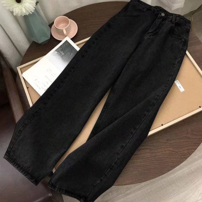 Women's Clothing Straight High Waist Jeans For Female Students Loose Retro Wide Leg Bf Hyuna Style Mopping Pants