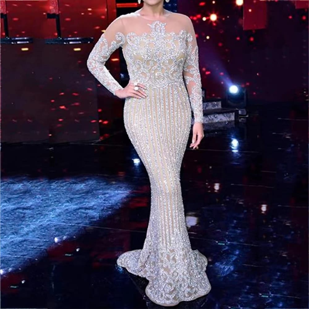 Women's Clothing sexy hot stamping long sleeved ball gown dress long skirt