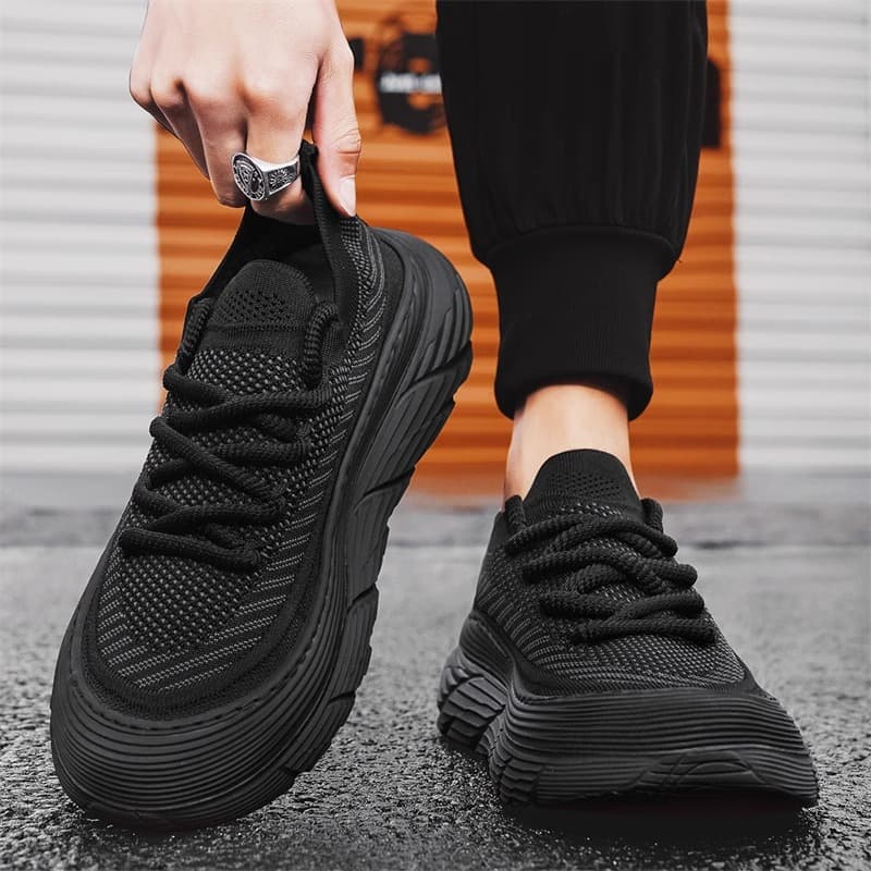 New student sports running thick sole increase mesh surface breathable flying fabric men's trendy shoes