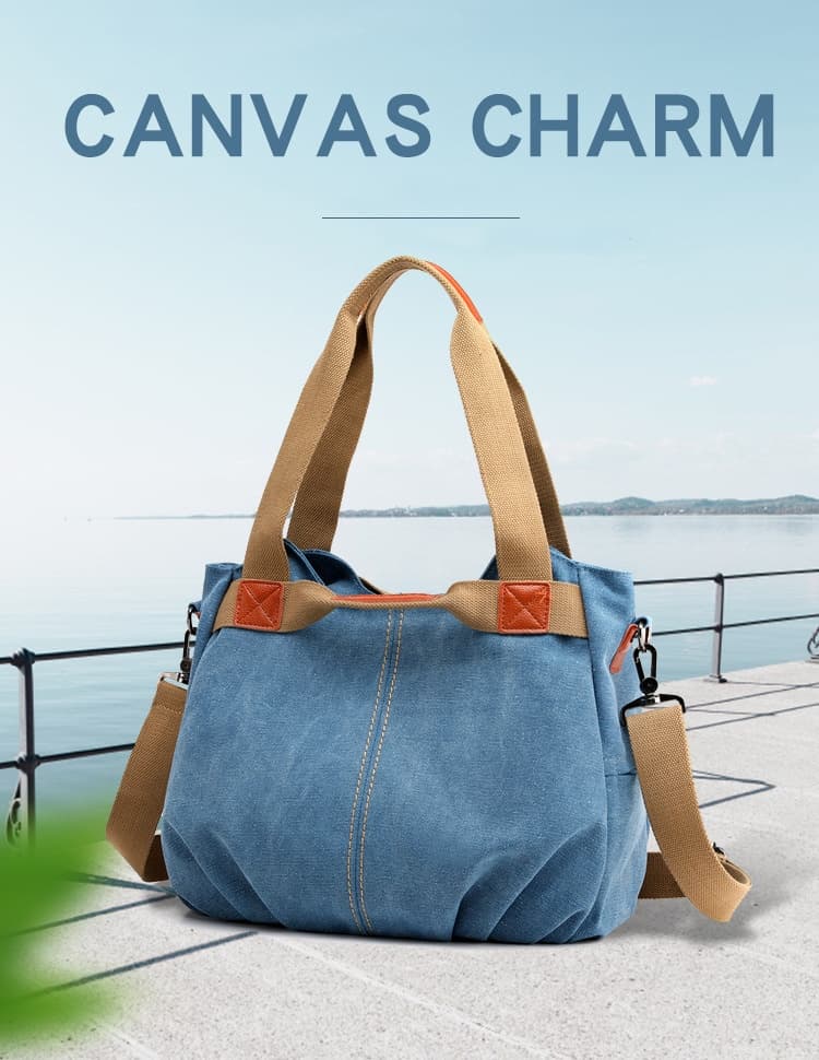 Vintage Single Shoulder Crossbody Bag Women's Large Capacity Fashion Handbag Women's Simple All-in-one Canvas Bag Women's Bag