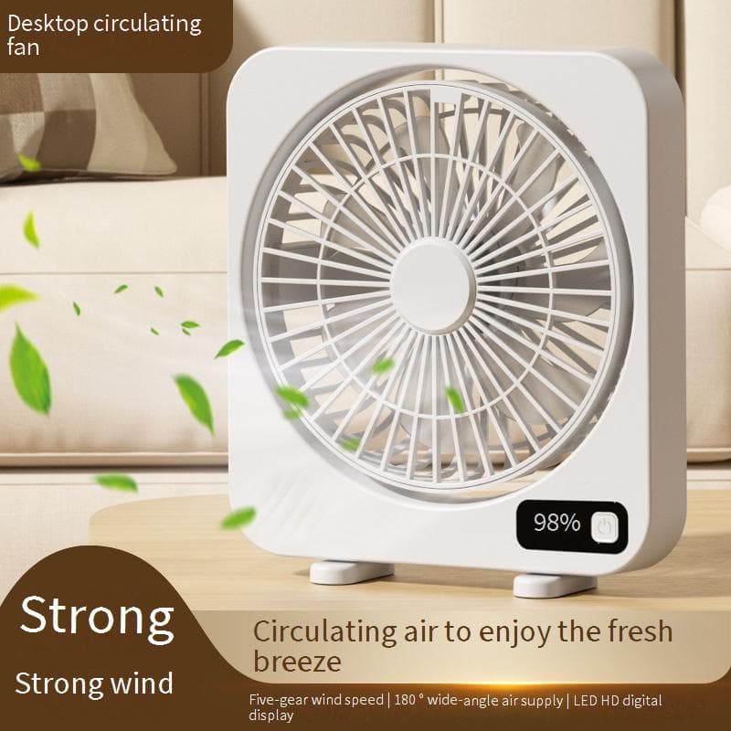 USB Desk Fan With Digital Display - Quiet High Speed Rechargeable & Portable For Office Use​