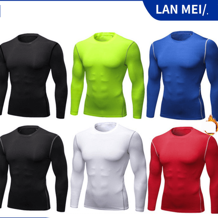 Men's Clothing Long Sleeve Men's Warm Plus Velvet Basketball Sportswear Autumn And Winter Long Sleeve High Elastic Tights
