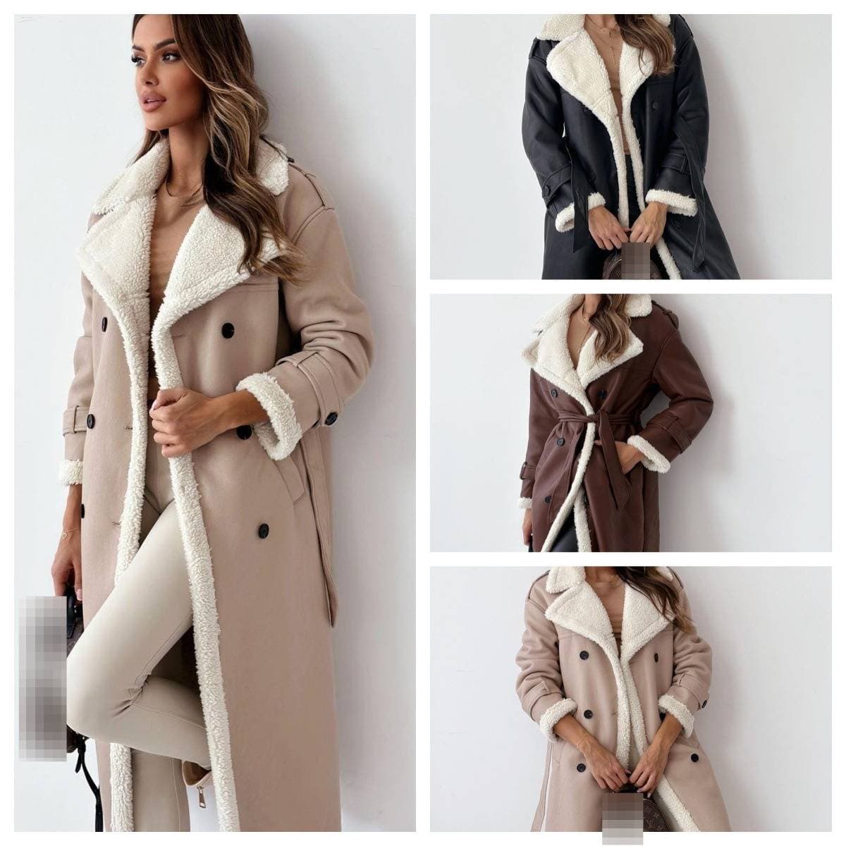 ​​Women’s Reversible Lapel Coat – Double-Sided Fur & Plush, Maillard Style, S-XL​​