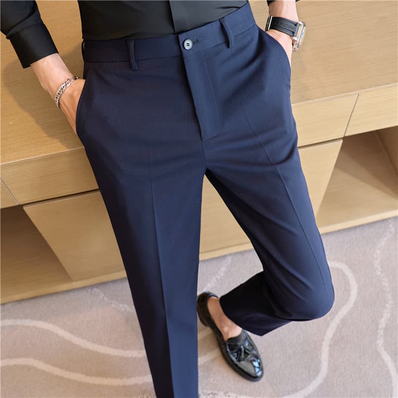 New recommended high-quality men's trousers all-inclusive edge craftsmanship vertical straight Korean version slim-fitting micro-elastic men's