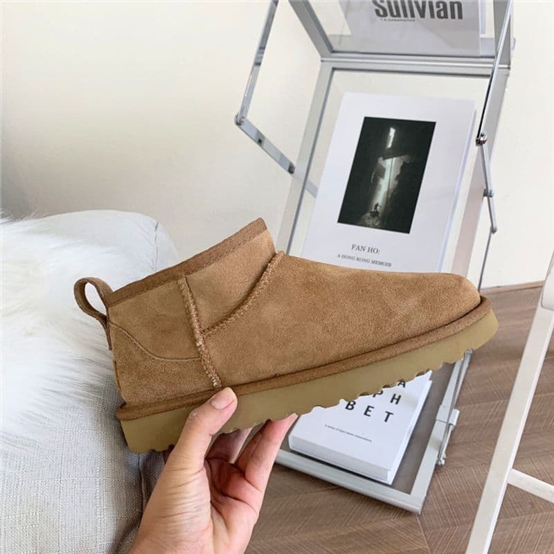 Bottes de neige courtes pour femmes, bottes courtes en fourrure et coton chaud pour l'hiver