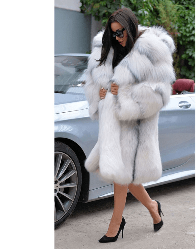 Women's Clothing Hooded Long Fashion Fur Jacket Women