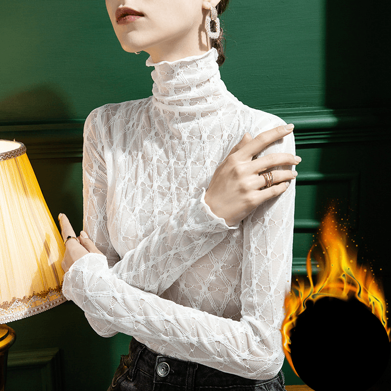Women's fashion semi-turtleneck long-sleeved slim-fit base shirt