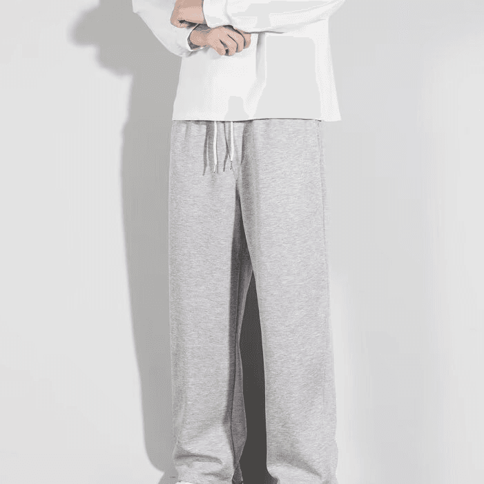 Men's Clothing Sweatpants Men Spring And Autumn Straight Loose Large Size Solid Color Pants Drape Simple Casual Sports Nine Points Men's Pants