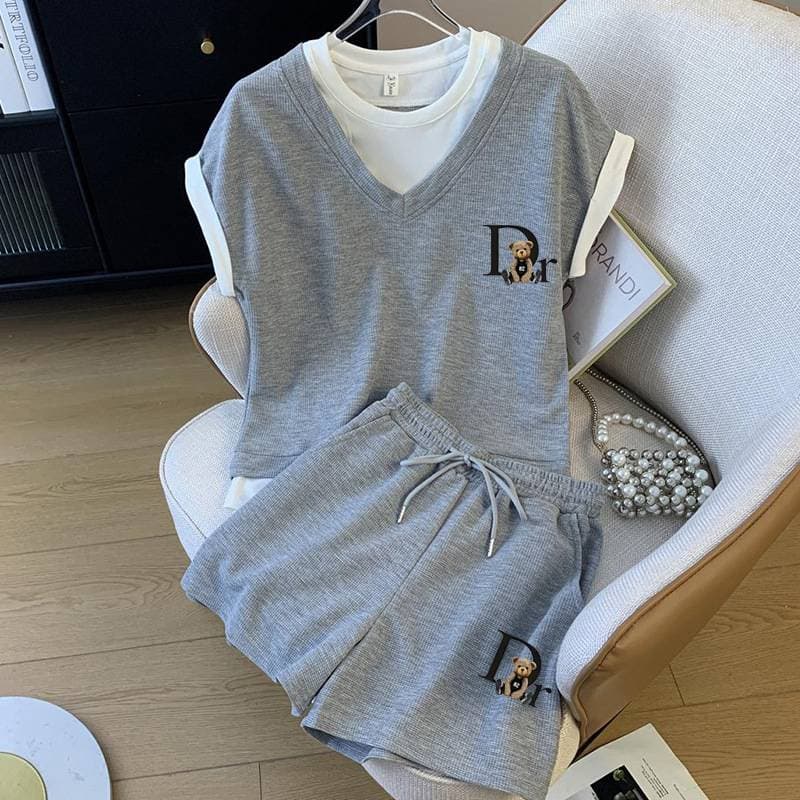 Women's Slim Fit Swing Dress With Large Print Positioning Chest And Waistband For Vacations Temperament Enhancing Fashionable Short Sets