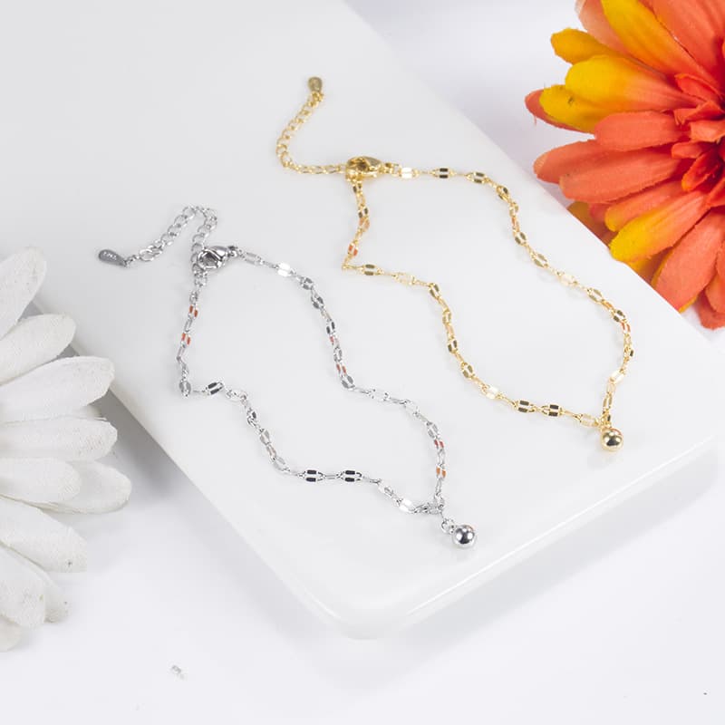 Round bead lip chain anklet simple fashion niche design trend light luxury anklet female summer jewelry