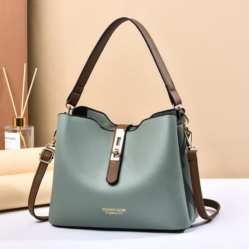 Autumn and winter new fashion handbags contrast color large capacity shoulder messenger bag