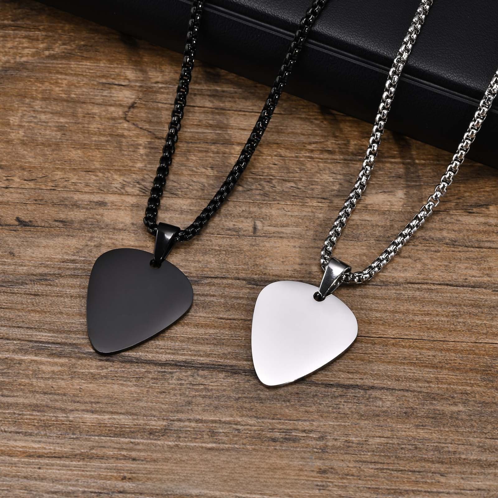 Guitar pick cross-border lettering non-fading couple's love titanium steel necklace European and American simple fashion stainless steel