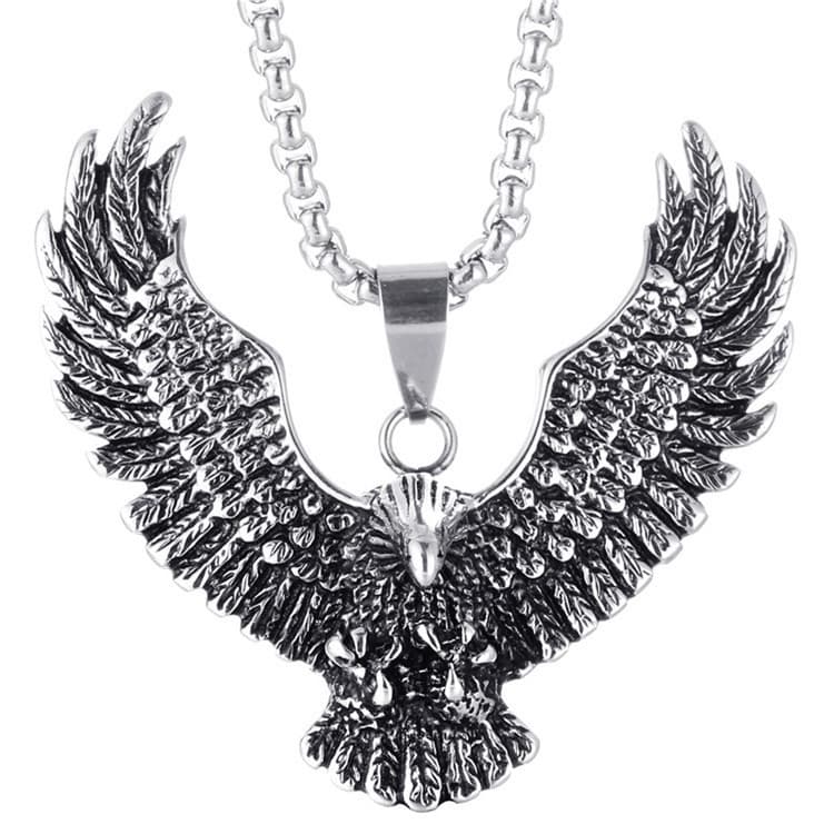 Titanium Steel Eagle Pendant Necklace Vintage Trendy Male Punk Animal Eagle Chain Pendant Necklace