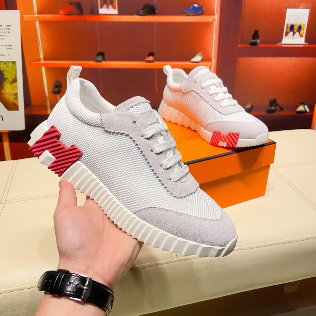 Baskets décontractées de marque H pour couple, chaussures de course respirantes, confortables et à lacets, en cuir véritable et à blocs de coule