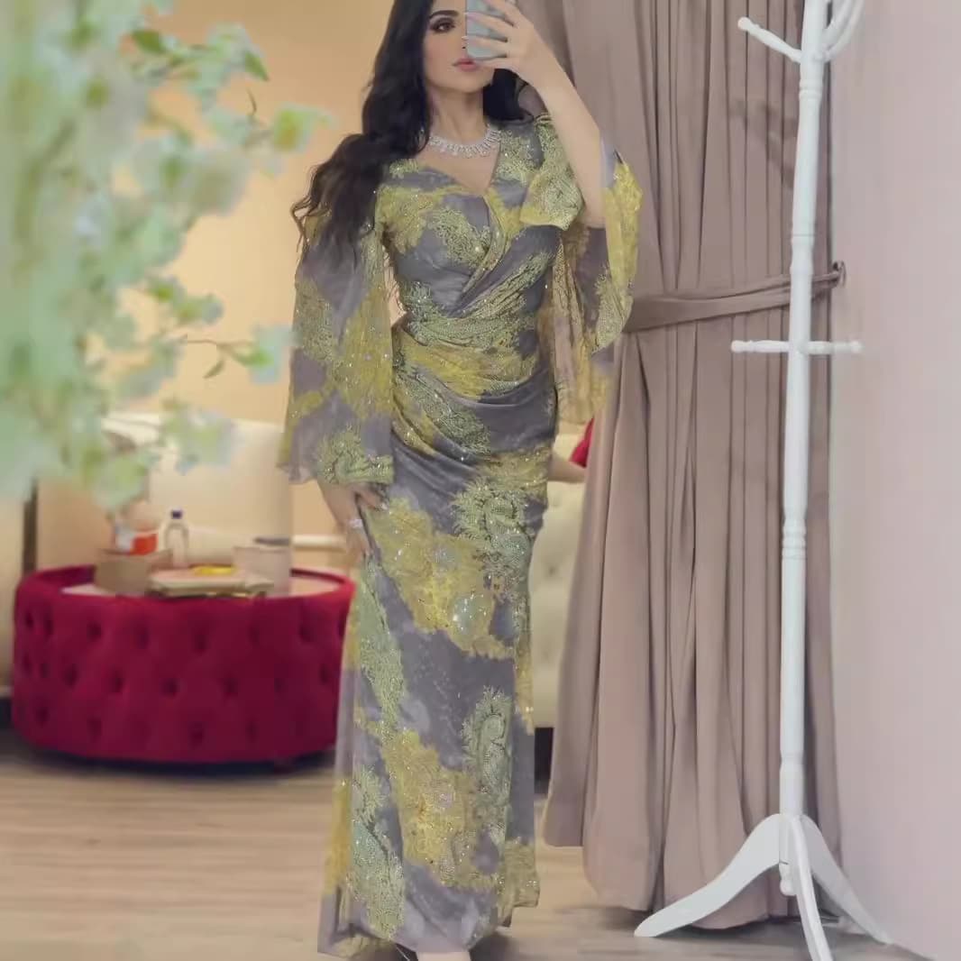 Women's Clothing Sexy Chiffon Printed Swing Ball Evening Dress