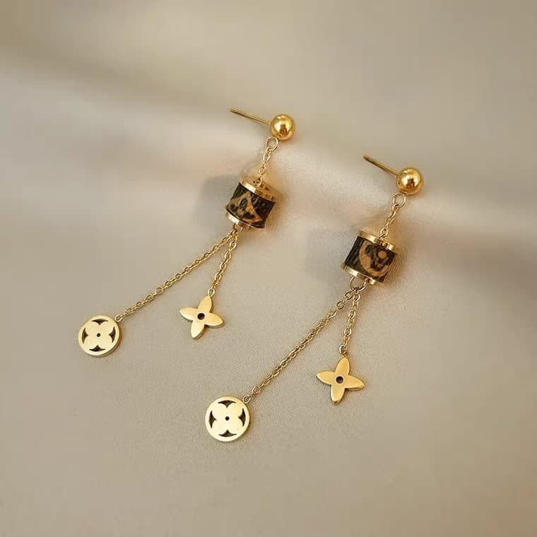 Boucles d'oreilles pendantes classiques rétro colorées en cristal de zircon, lettre double G, pour femmes, breloque de luxe, bijoux de fête, cadea