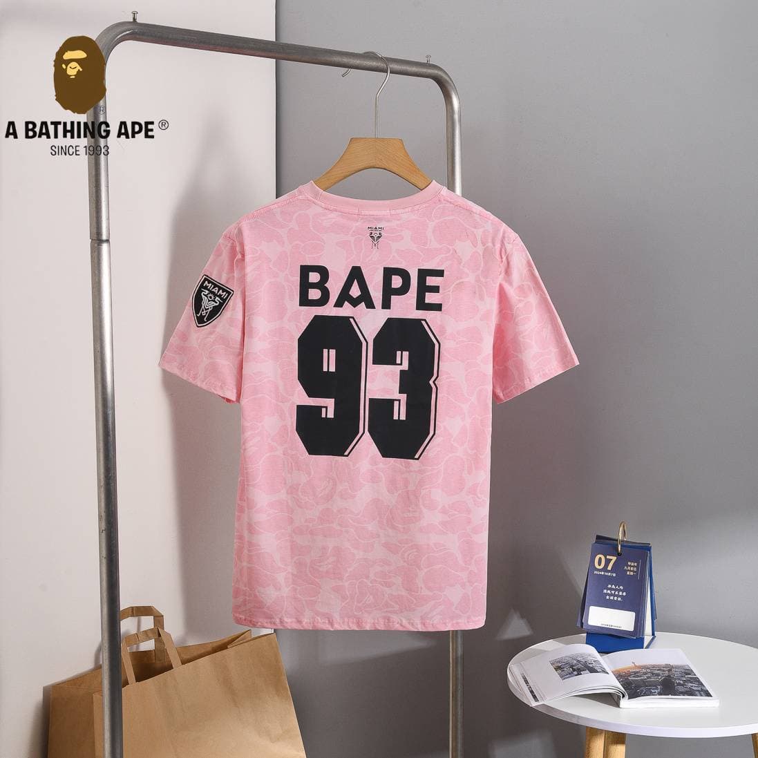 A BATHING APE Miami Bape Special Edition 23/24 Fans Men's Shirt Short Sleeve T-shirt Made Of Pure Cotton Fabric