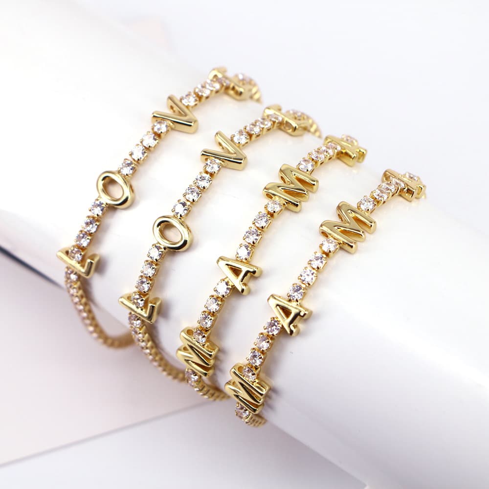 Fashion LOVE MAMA Copper Micro Paved Zircon Bracelet Jewelry Mother's Day Gift