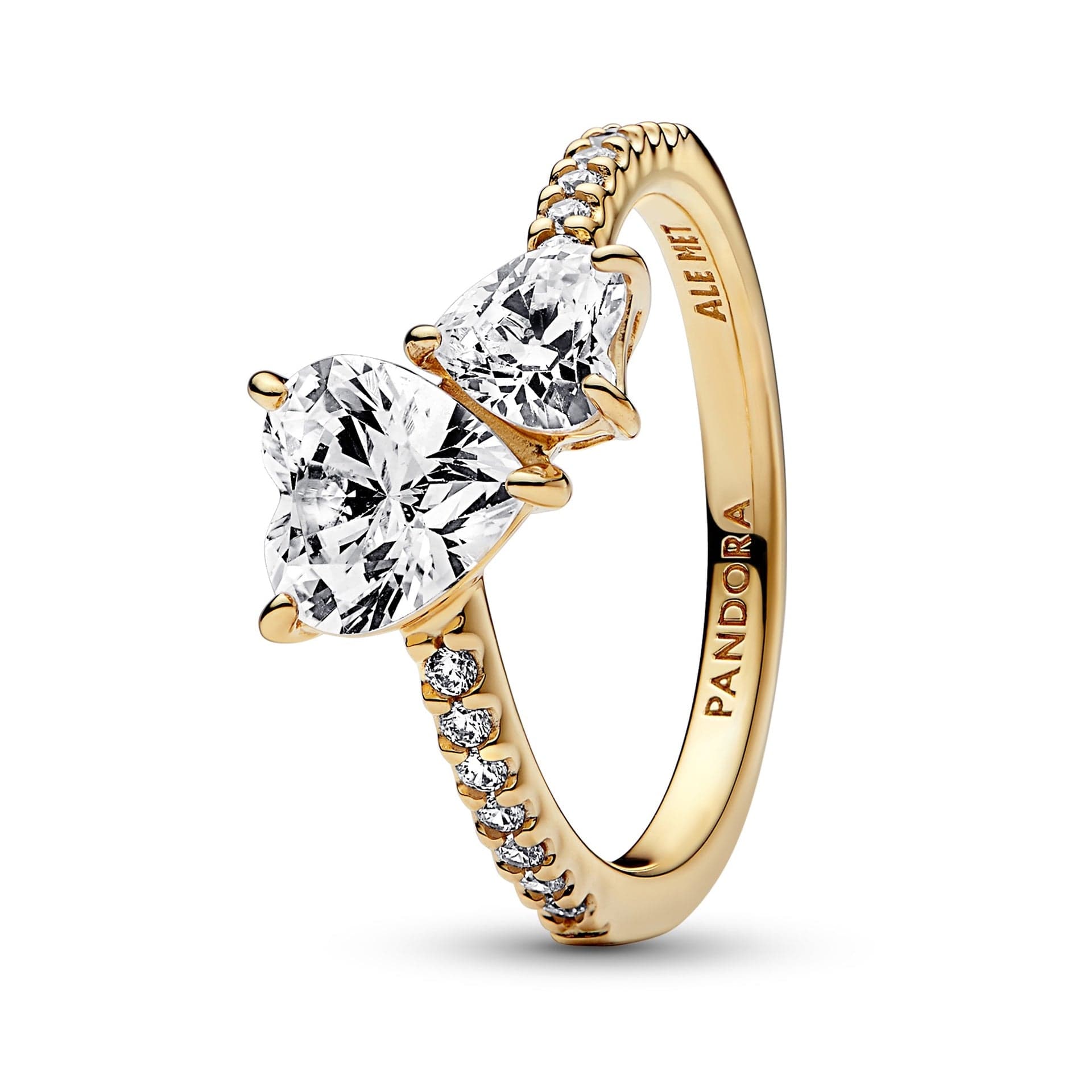 Nouvelle Bague Pétillante Double Coeur